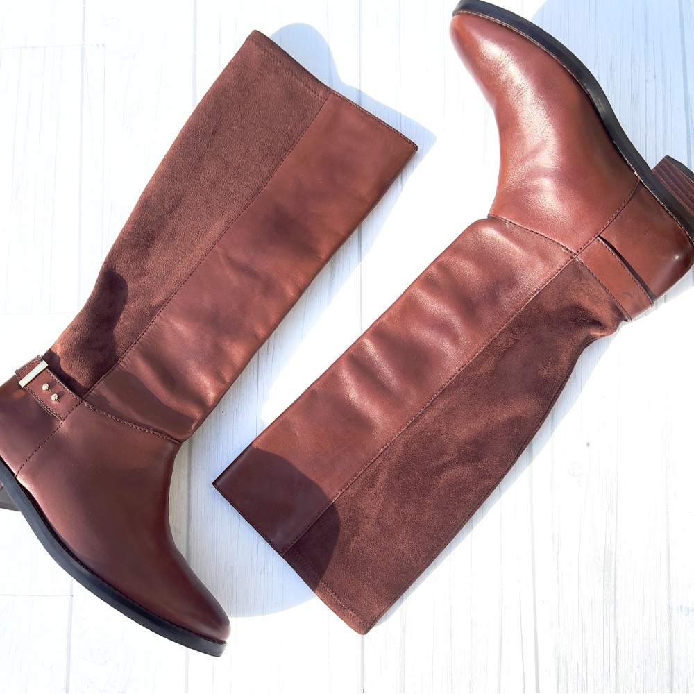 Cole Haan Adler Tall Riding Boots Chestnut Brown Leather Size 7.5B ( 7.5AA )